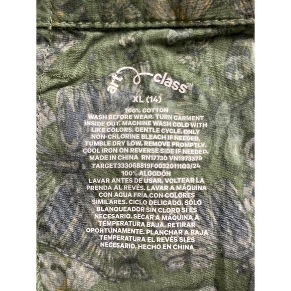 Art Class Junior Girls Cargo Pants Green Butterfly Pattern Pockets Size XL (14) - Picture 7 of 9